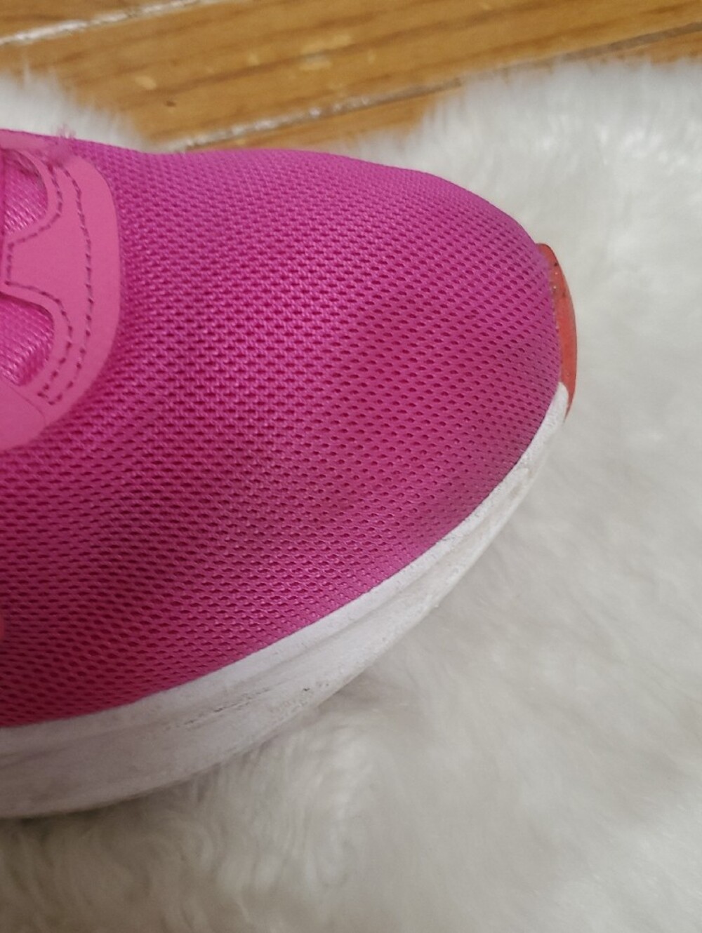 Nike Downshifter Women’s Bright Pink Mesh Running Sneakers with White Swoosh - Picture 6 of 10